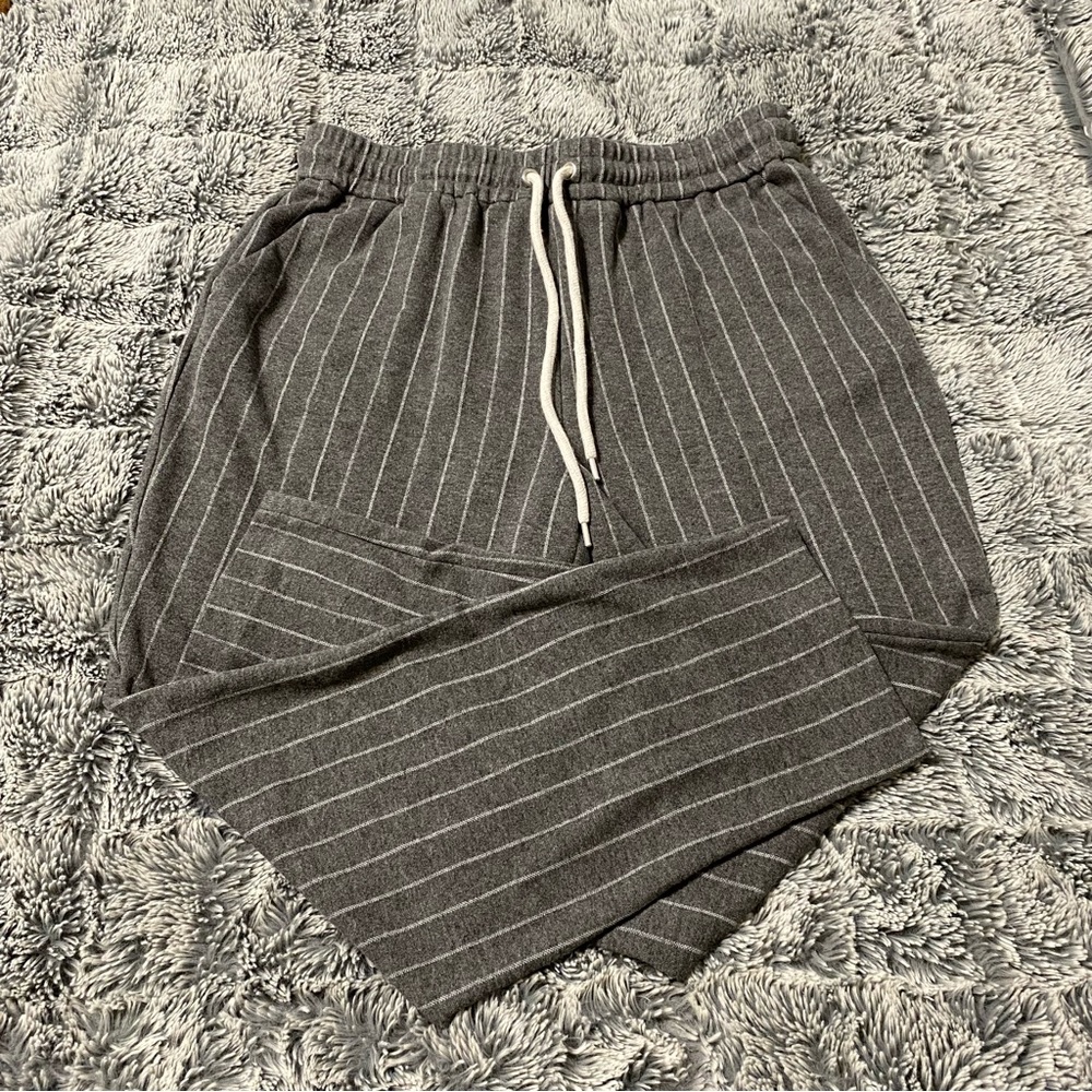 JOIE Women’s M Gray Pen Striped Pants Rayon Blend Comfy Casual Dress Pant